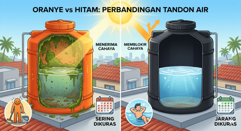 Tandon Air Oranye vs Hitam: Mana yang Lebih Bebas Lumut dan Jarang Dikuras?